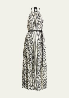 Proenza Schouler Frida Striped Belted Halter Maxi Dress