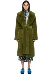 Proenza Schouler Green Faux-Fur Belted Coat