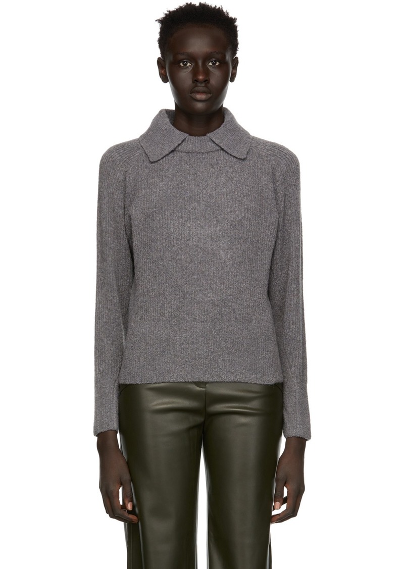 Proenza Schouler Grey Wool & Cashmere Collared Sweater