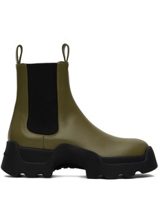 Proenza Schouler Khaki Stomp Chelsea Boots