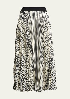 Proenza Schouler Korine Striped Pleated Midi Pull-On Skirt
