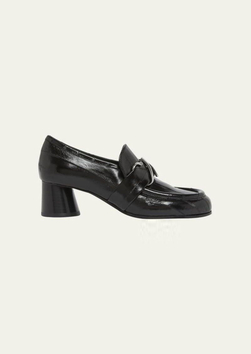 Proenza Schouler Leather Monogram Slip-On Heeled Loafers