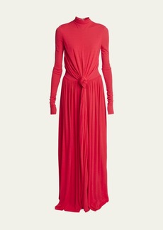 Proenza Schouler Meret Turtleneck Wrap-Waist Long-Sleeve Maxi Dress