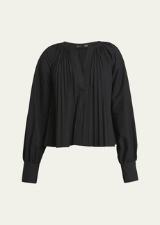 Proenza Schouler Monica Compact Poplin Pleated Blouse