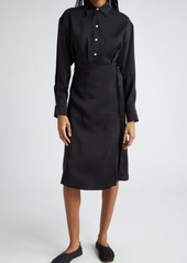 Proenza Schouler Olympia Long Sleeve Washed Habotai Shirtdress