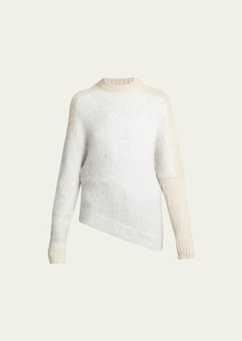 Proenza Schouler Patti Bicolor Fuzzy Asymmetric Mohair Sweater
