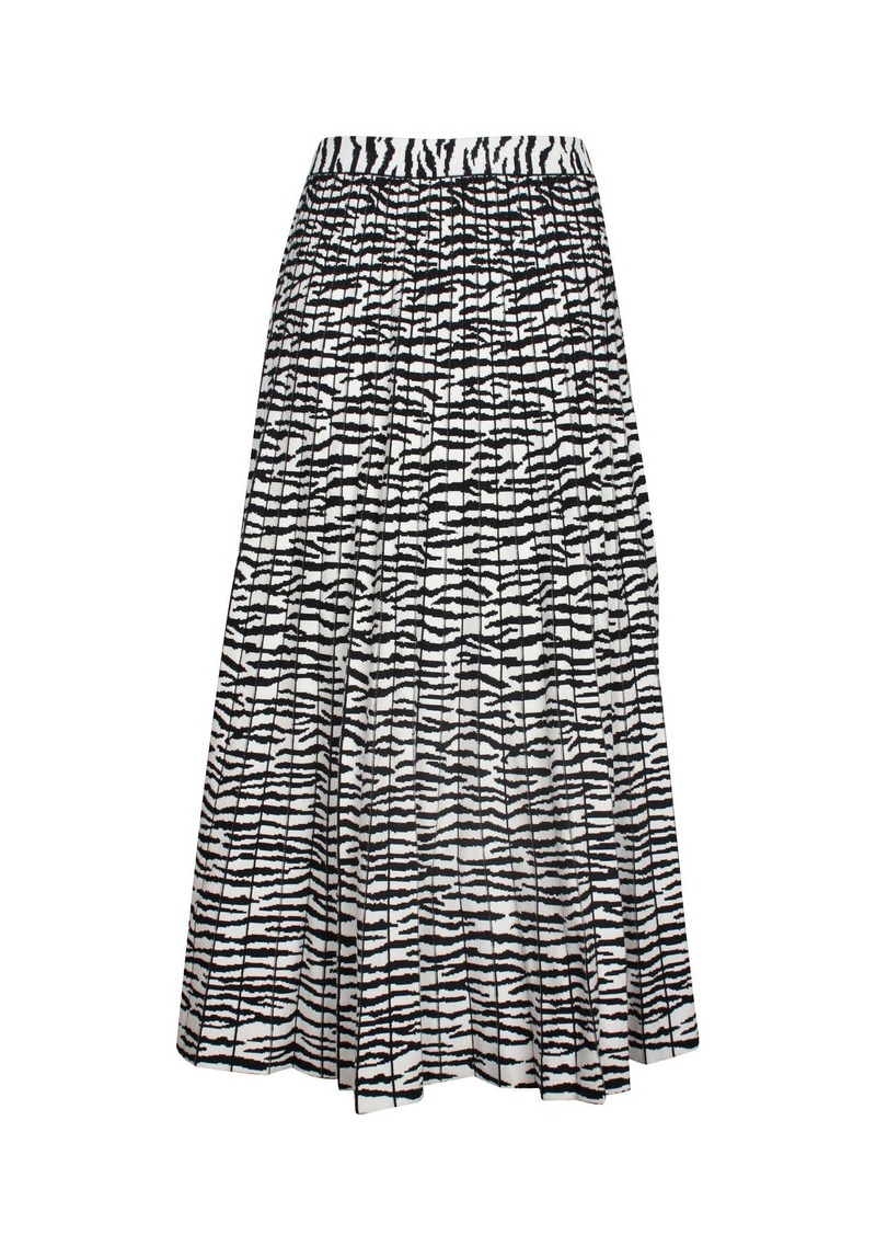 Proenza Schouler Pleated Zebra Midi Skirt in Animal Print Viscose