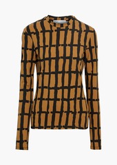 Proenza Schouler - Cutout printed cotton-blend jersey top - Brown - M