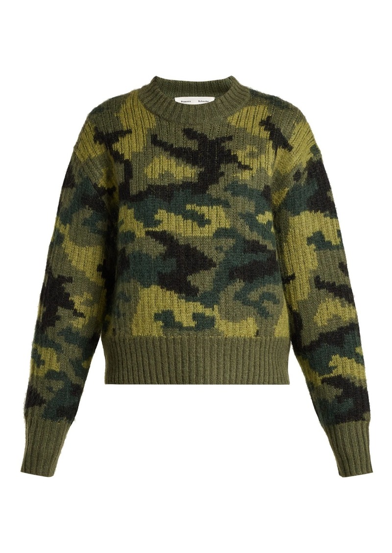 Proenza Schouler PSWL Camouflage cropped wool-blend sweater