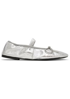 Proenza Schouler Silver Glove Mary Jane Crinkled Metallic Ballerina Flats