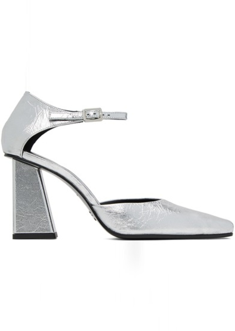 Proenza Schouler Silver Quad Ankle Strap Pumps