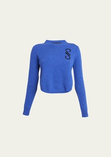 Proenza Schouler Stella Monogram Cashmere Jacquard Cropped Sweater