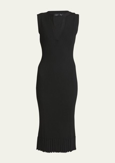 Proenza Schouler Tatum V-Neck Sleeveless Rib Knit Midi Dress
