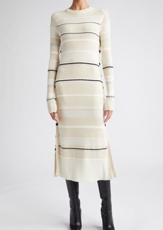 Proenza Schouler Textured Stripe Long Sleeve Midi Sweater Dress