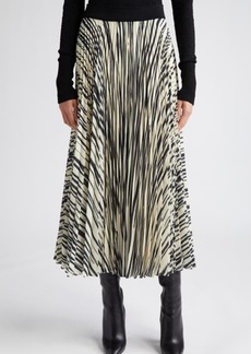 Proenza Schouler Variegated Stripe Sheer Pleated Midi Skirt