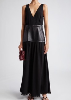 Proenza Schouler Viviane Sleeveless Crepe Dress with Leather Panel