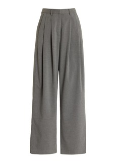 Proenza Schouler White Label - Eleanor Pleated Flannel Wide-Leg Pants - Grey - US 10 - Moda Operandi