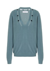 Proenza Schouler White Label - Elsie Oversized Button-Detailed Knit Sweater - Blue - M - Moda Operandi