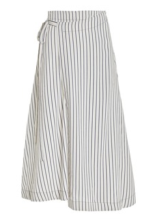 Proenza Schouler White Label - Georgie Striped-Poplin Midi Wrap Skirt - Ivory - US 2 - Moda Operandi