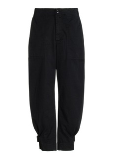 Proenza Schouler White Label - Kay Cotton-Twill Tapered-Leg Pants - Black - US 2 - Moda Operandi