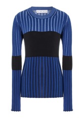 Proenza Schouler White Label - Peyton Ribbed Silk-Cotton Top - Navy - S - Moda Operandi