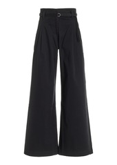 Proenza Schouler White Label - Raver High-Rise Cotton Twill Wide-Leg Pants - Black - US 10 - Moda Operandi