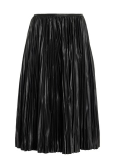 Proenza Schouler White Label - Rosalyn Plissé Vegan Leather Midi Skirt - Black - US 4 - Moda Operandi