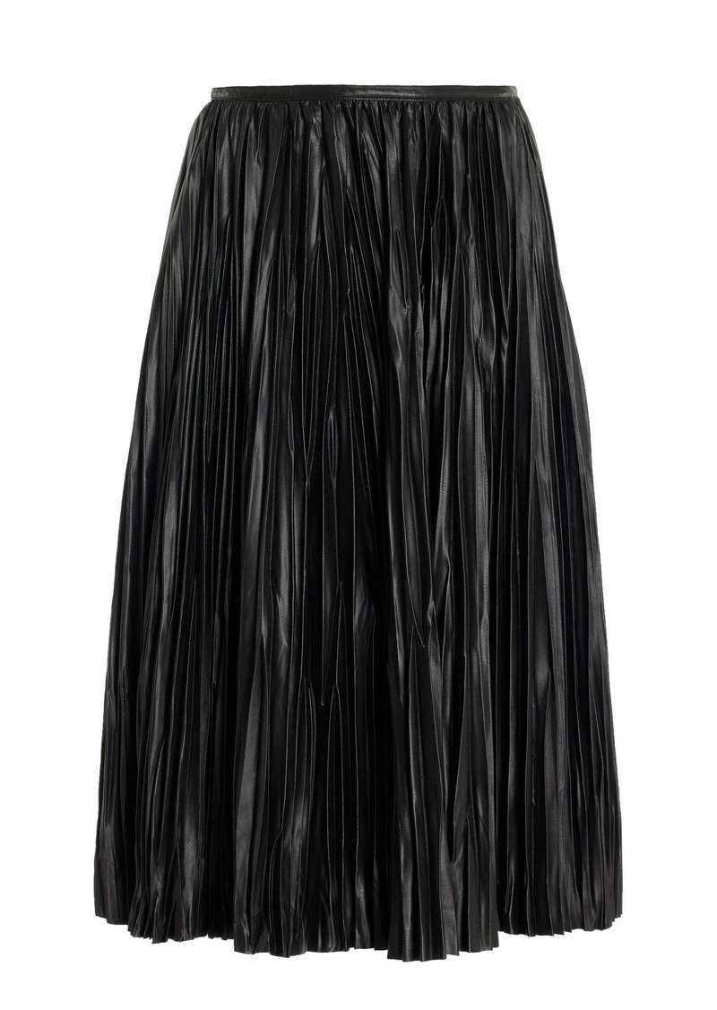 Proenza Schouler White Label - Rosalyn Plissé Vegan Leather Midi Skirt - Black - US 0 - Moda Operandi