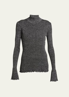 Proenza Schouler White Label Avery Sparkly Knit Turtleneck Top