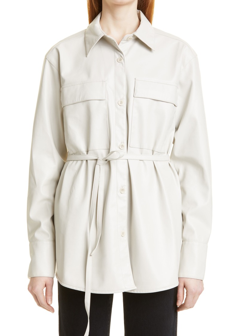 Proenza Schouler White Label Belted Faux Leather Shirt Jacket in Off White at Nordstrom