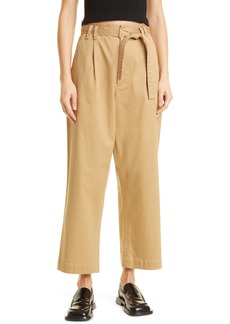 Proenza Schouler White Label Belted Stretch Cotton Twill Pants in Khaki at Nordstrom
