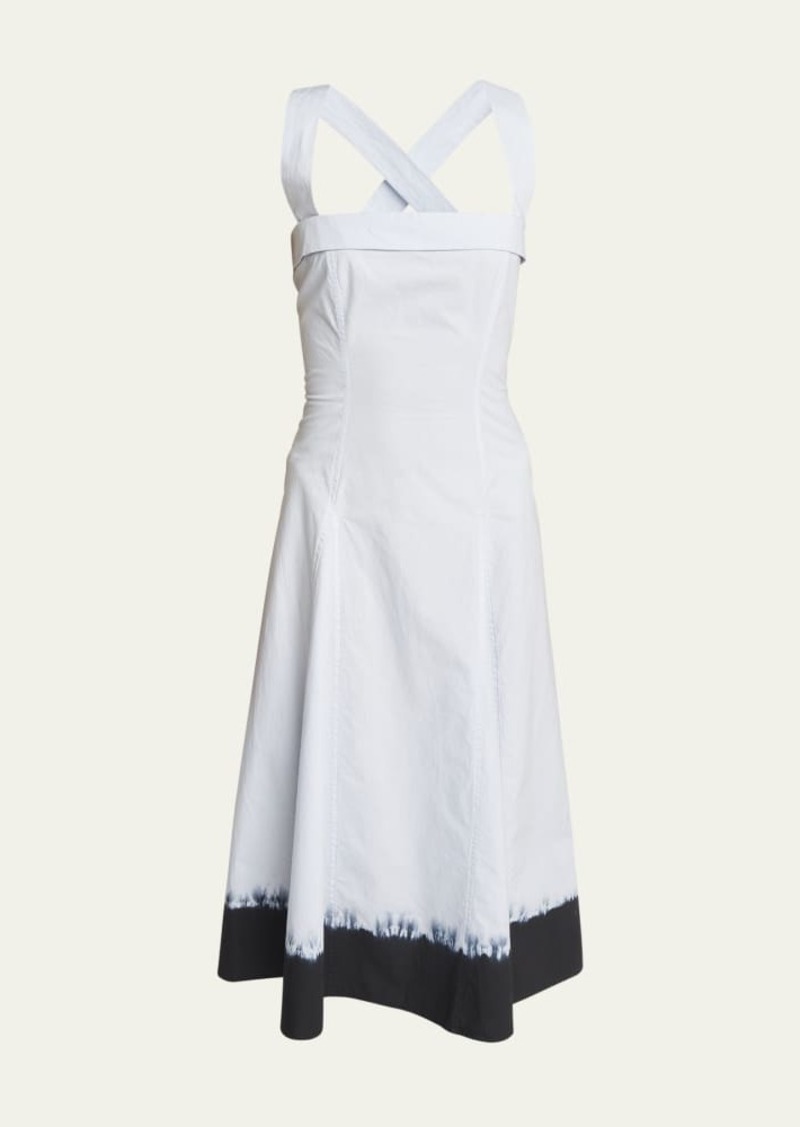 Proenza Schouler White Label Edie Tie-Dye Sleeveless Poplin Midi Dress