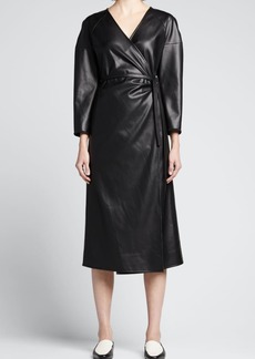 Proenza Schouler White Label Faux-Leather Wrap Dress