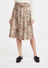 Proenza Schouler White Label Faux Stretch Snakeskin Belted Midi Skirt