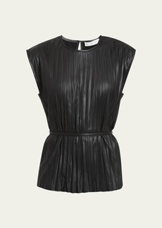 Proenza Schouler White Label Lyra Pleated Faux-Leather Top