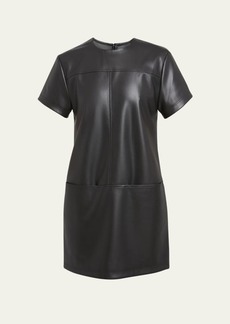 Proenza Schouler White Label Sonny Short-Sleeve Faux-Leather Mini Dress