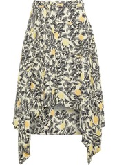 Proenza Schouler Woman Asymmetric Printed Crepe Skirt Pastel Yellow