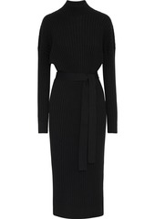 Proenza Schouler Woman Belted Button-detailed Ribbed Silk-blend Midi Dress Black