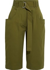 Proenza Schouler Woman Belted Cotton-twill Shorts Army Green