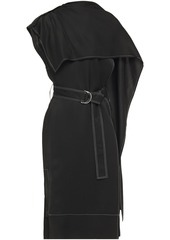 Proenza Schouler Woman Belted Draped Twill Midi Dress Black