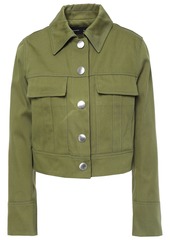 Proenza Schouler Woman Cropped Cotton-twill Jacket Leaf Green