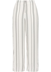 Proenza Schouler Woman Cropped Distressed Striped Crepe Wide-leg Pants White