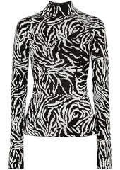 Proenza Schouler Woman Jacquard-knit Turtleneck Sweater Animal Print