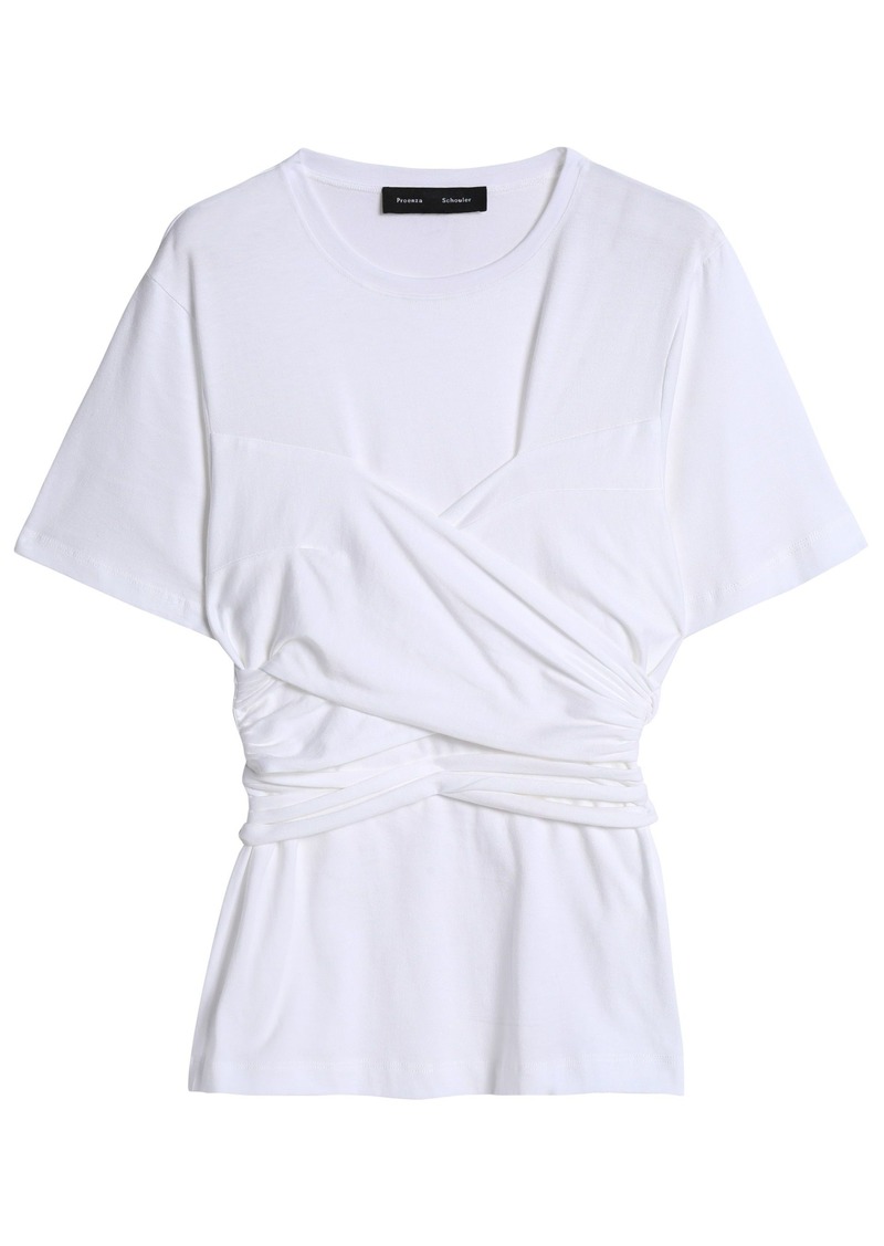 Proenza Schouler Woman Tie-back Cotton-jersey T-shirt White