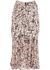 Proenza Schouler Woman Twist-front Layered Printed Georgette Midi Skirt Pastel Pink