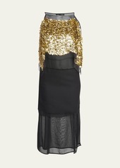 Proenza Schouler Zaha Sequined Layered Silk Midi Dress