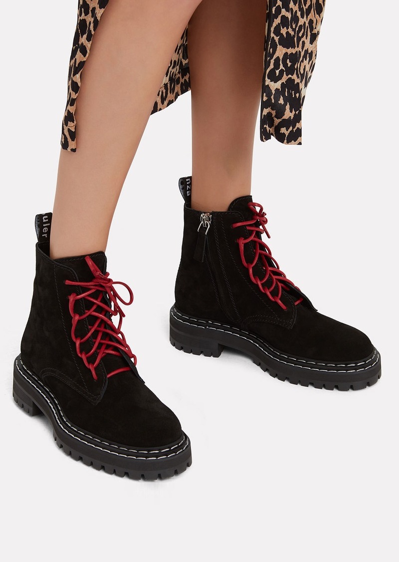 red lace up combat boots