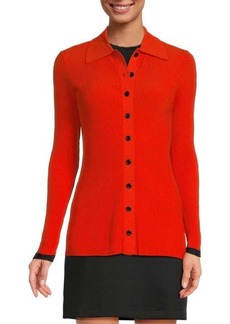 Proenza Schouler Ribbed Knit Collared Cardigan