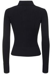 Proenza Schouler Ribbed Knit Viscose Blend Polo Cardigan