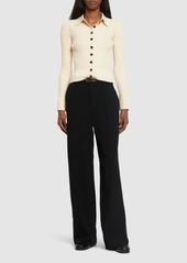 Proenza Schouler Ribbed Knit Viscose Blend Polo Cardigan